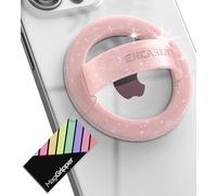 ENCASED Support magnétique pour téléphone (compatible avec MagSafe) anneau en silicone fin pour iPhone (paillettes roses)