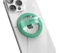 Encased Support magnétique pour téléphone portable (compatible MagSafe), fin anneau en silicone avec sangle pour doigt pour iPhone (Mint Glitzer)