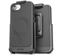 Encased Thin Armor Coque pour iPhone 16e avec clip ceinture (compatible avec MagSafe) fine et flexible magnétique et étui Noir