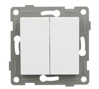 Encastrable blanc avec double interrupteur, idéal pour contrôler plusieurs points lumineux dans les installations électriques.