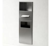 Encastrable en acier inoxydable avec poubelle intégrée et support de papier toilette caché, nizer mural pour salle de bain, cuisine, salon, chambre à coucher, hôtel essentiel