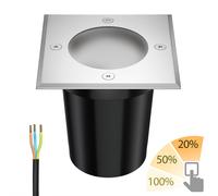 ledscom.de Lampe encastrée dans le sol RELI pour l'extérieur, IP67, inox, givré, carré, 11 x 11cm y compris lampe LED 500lm blanc chaud