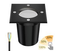 ledscom.de Lampe encastrée dans le sol RELI pour l'extérieur, IP67, noire, carrée, 11 x 11cm y compris lampe LED 500lm blanc chaud