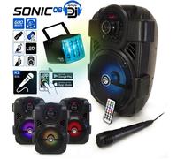 Enceinte 400W Sono autonome MyDj SONIC08 à LED APPLICATION SMARTPHONE USB/BT/RADIO FM/AUX - Télécommande + Micro Karaoké +DERBY