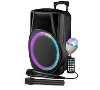 Enceinte Active - FestiSound FESTI15 - 38CM - 700W - sur Batterie - Effet RING LED - USB SD Bluetooth TWS - 2 Micros + Ampoule
