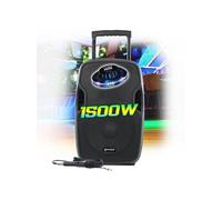 Enceinte active 1500W, GEMINI AS-12TOGO sur batterie Sono DJ PA 12 Pouces, USB SD Bluetooth RADIO FM, microphone, Jeu de Lumière