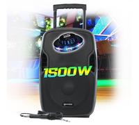 Enceinte active 1500W, GEMINI AS-12TOGO sur batterie Sono DJ PA 12 Pouces, USB SD Bluetooth RADIO FM, microphone, Jeu de Lumière