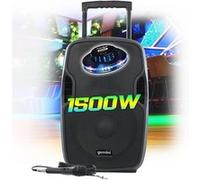 Enceinte active 1500W, GEMINI AS-12TOGO sur batterie Sono DJ PA 12 Pouces, USB SD Bluetooth RADIO FM, microphone, Jeu de Lumière