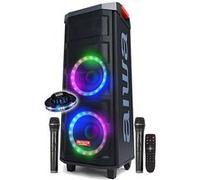 Enceinte Active 600W Aiwa KBTUS-608 - Eclairage Frontal RVB / Bluetooth, USB / HyperBass, Jeu de lumière à LED, Soirée Sono DJ