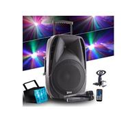 enceinte active autonome gemini es15-togo 15 - 800w - usb/sd/bt + 2 micros sans fil + tel + jeu de lumière derby led rvb