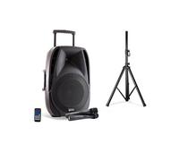 Enceinte active autonome GEMINI ES15-TOGO 15 - 800W - USB/SD/BT + 2 micros sans fil + tel + PIED