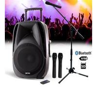 Enceinte active autonome SONO DJ PA GEMINI ES15-TOGO 15" - 800W - USB/SD/BT + 2 micros sans fil + tel + PIED