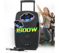 Enceinte active Bluetooth 1500W, GEMINI AS-12TOGO sur batterie Sono DJ PA 12 Pouces, USB SD RADIO FM, microphone Karaoké, Ovni