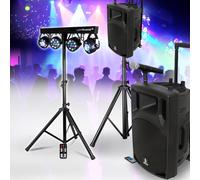Enceinte Active BOOST Portable Autonome - 700W -12/30CM USB BLUETOOTH, Pied, Micros VHF, Portique Lumières pour Sono DJ Fête