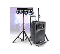 Enceinte Active BOOST Portable Autonome - 800W -15/38CM USB BLUETOOTH, Support, 1 MICRO VHF, Portique Lumières pour Sono DJ Fête