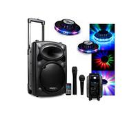Enceinte Active DJ 500W USB/MP3 IBIZA PORT10VHF-BT + 2 Effets Ovni à LED SONO DJ PA FETE SOIREE