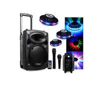 Karaoké mobile 500W USB/MP3 IBIZA PORT10VHF-BT + 3 Effets Ovni à LED