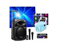 Karaoké mobile 500W USB/MP3 IBIZA PORT10VHF-BT + Mini Derby Kolor RVB