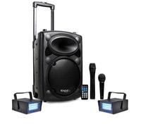 Enceinte Active DJ - IBIZA SOUND - PORT10VHF-BT - 500W - Bluetooth - Karaoké mobile avec 2 Mini Strobes