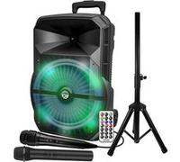 Enceinte active DJ MDJ 12 RVB PACK à LEDs, 600W 12 USB, Bluetooth, Application Micros VHF et filaire, Support Pied