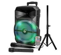 Enceinte active DJ MDJ 12 RVB PACK à LEDs, 600W 12 USB, Bluetooth, Application Micros VHF et filaire, Support Pied