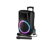 Enceinte Active - FESTI12 - 12" 31CM - 600W - sur Batterie - Effet RING LED - USB SD Bluetooth TWS - 2 Micros