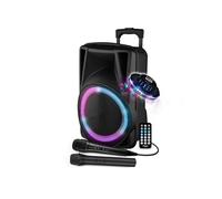 Enceinte Active - FestiSound FESTI12 - 12" 31CM - 600W - Batterie - RING LED - USB SD Bluetooth TWS - 2 Micros + OVNI