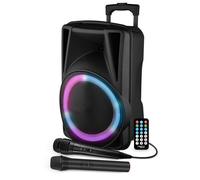 Enceinte Active - FestiSound FESTI12 - 12"" 31CM - 600W - sur Batterie - Effet RING LED - USB SD Bluetooth TWS - 2 Micros