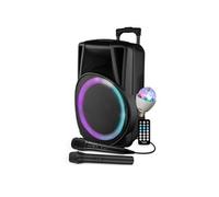 Enceinte Active - FestiSound FESTI15 - 38CM - 700W - sur Batterie - Effet RING LED - USB SD Bluetooth TWS - 2 Micros + Ampoule