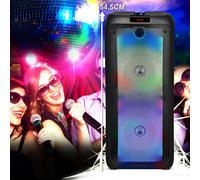 Enceinte Active - FestiSound SRX208 - 500W - 2x 8" à LED - Autonome sur Batterie Bluetooth USB SD TWS - Micro fil + Lumière OVNI