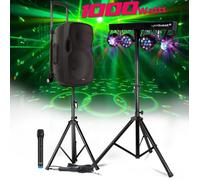 Enceinte Active Gemini 1000W - sur Batterie - USB/Bluetooth/AUX/SD - Microphone, SONORISATION DJ PA PIED , Portique Lumières