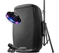 Enceinte active AS-2115BT-PK, Boomer 15", Puissance 2000W, USB Bluetooth RADIO FM, TWS, pied, micro, Jeu de lumière OVNI