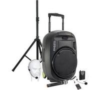 Enceinte active Ibiza sound PORT15VHF MKII, Portable Autonome 15" - 800W USB/MP3/Bluetooth/Vox + 2 micros VHF, Support pied