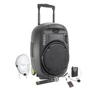Enceinte active Ibiza sound PORT15VHF-MKII, Portable Autonome 15" - 800W USB/MP3/Bluetooth/Vox + 2 micros VHF