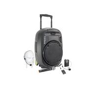 Enceinte active Ibiza sound PORT15VHF-MKII, Portable Autonome 15" - 800W USB/MP3/Bluetooth/Vox + 2 micros VHF