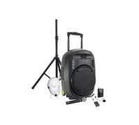 Enceinte active Ibiza sound PORT15VHF MKII, Portable Autonome 15" - 800W USB/MP3/Bluetooth/Vox + 2 micros VHF, Support pied