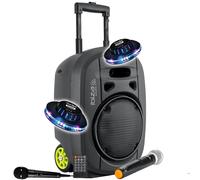 Enceinte Active Sono 400W IBIZA SOUND PORT8VHF-MKII-TWS, Autonome 8" USB Bluetooth, TWS, 1 Micro VHF+1 Micro Fil, Ovni LED