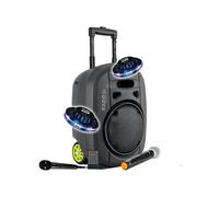 Enceinte Active Sono 400W IBIZA SOUND PORT8VHF-MKII-TWS, Autonome 8" USB Bluetooth, TWS, 1 Micro VHF+1 Micro Fil, Ovni LED