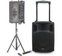 BMI Enceinte active DJ BOOST150VHF-BT - Portable 800W, 15/38 cm, Bluetooth, USB/MP3, Micro VHF, Pied