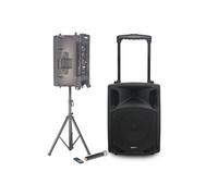 BMI Enceinte active DJ BOOST150VHF-BT - Portable 800W, 15/38 cm, Bluetooth, USB/MP3, Micro VHF, Pied