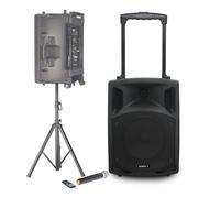 BMI Enceinte active DJ BOOST150VHF-BT - Portable 800W, 15/38 cm, Bluetooth, USB/MP3, Micro VHF, Pied