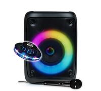 Enceinte Active sur Batterie Sono 30W PARTY PARTYBTHPS - Bluetooth USB SD, Effet Lumineux à LED + Jeu OVNI - Micro Karaoké