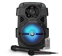 Enceinte Audio MyDj Bmsonic 08 à LED - Sono DJ Karaoké sur Batterie 400W - USB/BT/AUX + Micro VHF sans Fil + Micro Fil