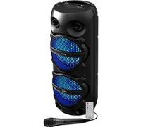 Party Light & Sound - Pluton - Enceinte, Baffle de 2 x 8”/20cm de 300W sur Batterie Rechargeable - Effet Lumineux - 1 Micro Filaire et 1 télécommande - Bluetooth, USB, Micro SD et TWS - Noir