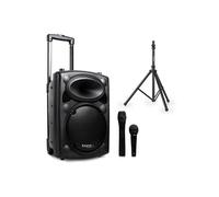 Enceinte autonome 8" 400W - USB/REC/VOX/BLUETOOTH + 1 Micro VHF + 1 Micro filaire + Pied PORT8VHFBT-PIED-SE-1
