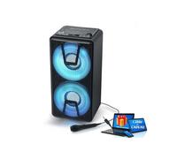 Enceinte autonome à LED Party box portable avec lecteur CD avec Micro - BT CD AUX USB - 150W avec Câble PC ORDI Smartphone Soirée Fête