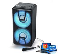 Muse Enceinte Party Box portable – LED, lecteur CD, micro, BT/AUX/USB, 150W, câble PC/Smartphone