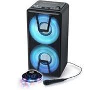 enceinte autonome - muse m-1820dj - à led party box portable avec lecteur cd + micro - bt/cd/aux/usb - 150w - lumière ovni