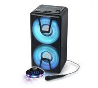 enceinte autonome - m-1820dj - à led party box portable avec lecteur cd + micro - bt/cd/aux/usb - 150w - lumière ovni