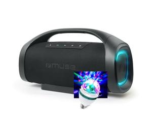 Enceinte Autonome Muse M-980 BT USB Bluetooth 300W Lumière d'ambiance LED - IPX6 Resistance aux Projections, Ampoule LED